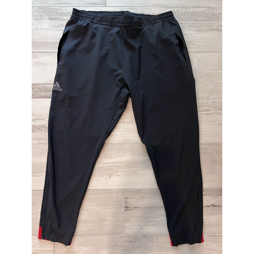 ADIDAS Mens BARRICADE (XL) Black‎ Track Warm-Up Tennis Pants-CLIMALITE-Ankle Zip